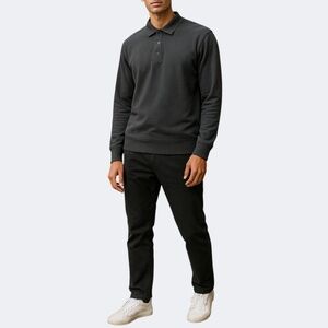 Banana Republic Rugby Sweatshirt Men S Black Collar Pullover Long Sleeve Casual